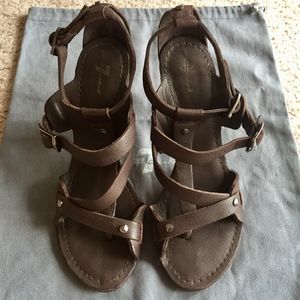 7 For All Mankind Brown Strappy Heels